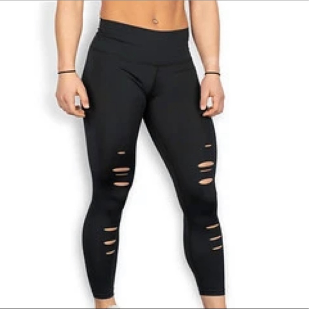 BARBELL CARTEL WOMEN'S DISTRESSED 7/8 LEGGINGS